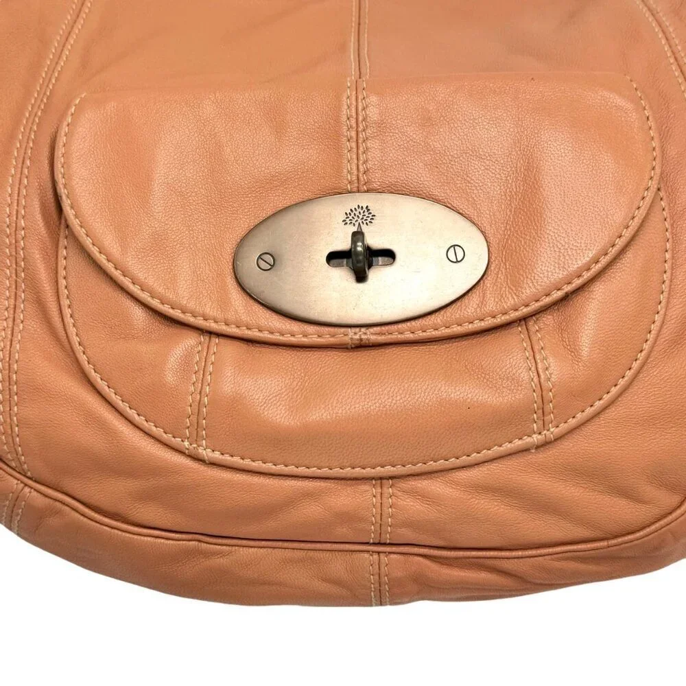 MULBERRY Araline Hobo Bag Peach Leather Tassels Boho Chic Luxury Designer